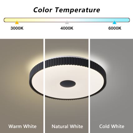 Brilagi - Luminaria de techo LED regulable CORVO LED/72W/230V 3000–6000K negra Ø 50 cm + mando a distancia