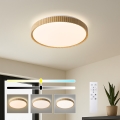 Brilagi - Luminaria de techo LED regulable CORVO LED/72W/230V 3000-6000K acabado en madera Ø 50 cm + mando a distancia