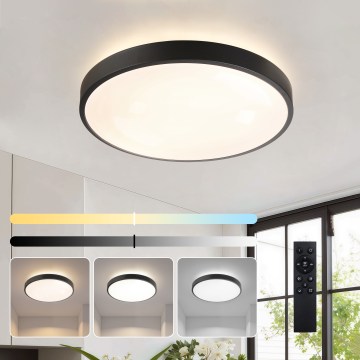Brilagi - Luminaria de techo LED regulable GLASS POOL DOUBLE LED/48W/230V 3000-6000K 40 cm negra + mando a distancia
