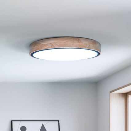 Brilagi - Lámpara de techo LED regulable GLORIA LED/48W/230V 3000-6500K roble, diámetro 40 cm + mando a distancia