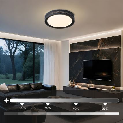 Brilagi - Luminaria de techo LED regulable KREON LED/54W/230V 3000-6000K negra Ø 38 cm + mando a distancia