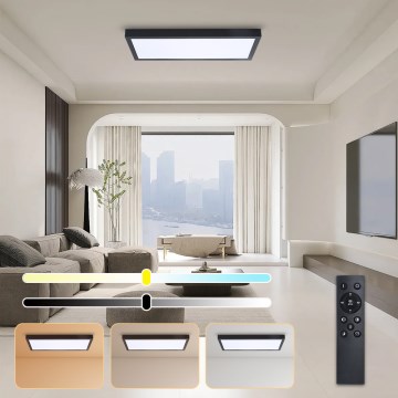 Brilagi - Luminaria de techo LED regulable para baño FRAME SMART LED/30W/230V 30x60 cm 3000-6000K  IP44 negra  + control remoto