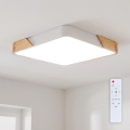 Brilagi - Luminaria de techo LED regulable PILANA LED/48W/230V 3000-6500K roble/blanco 42x42 cm + mando a distancia