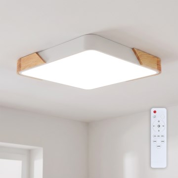 Brilagi - Luminaria de techo LED regulable PILANA LED/48W/230V 3000-6500K roble/blanco 42x42 cm + mando a distancia