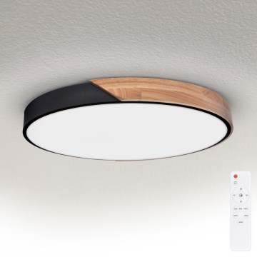 Brilagi - Luminaria de techo LED regulable PILANA LED/60W/230V 3000-6500K roble/negro Ø 60 cm + mando a distancia