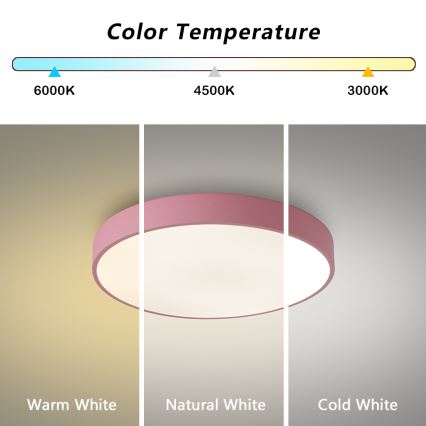 Brilagi - Lámpara de techo LED regulable POOL LED, 36 W / 230 V, 3000-6000 K, diámetro 30 cm, rosa + control remoto