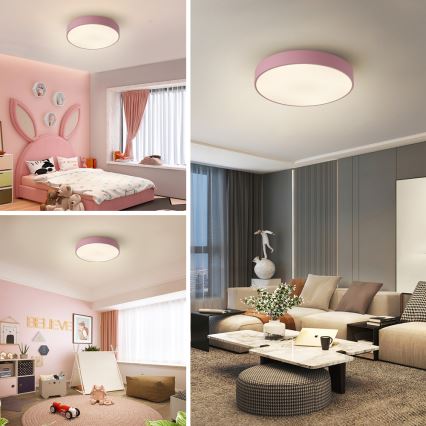 Brilagi - Lámpara de techo LED regulable POOL LED, 36 W / 230 V, 3000-6000 K, diámetro 30 cm, rosa + control remoto
