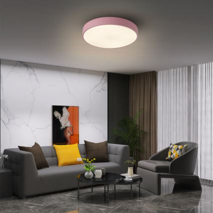Brilagi - Lámpara de techo LED regulable POOL LED, 36 W / 230 V, 3000-6000 K, diámetro 30 cm, rosa + control remoto