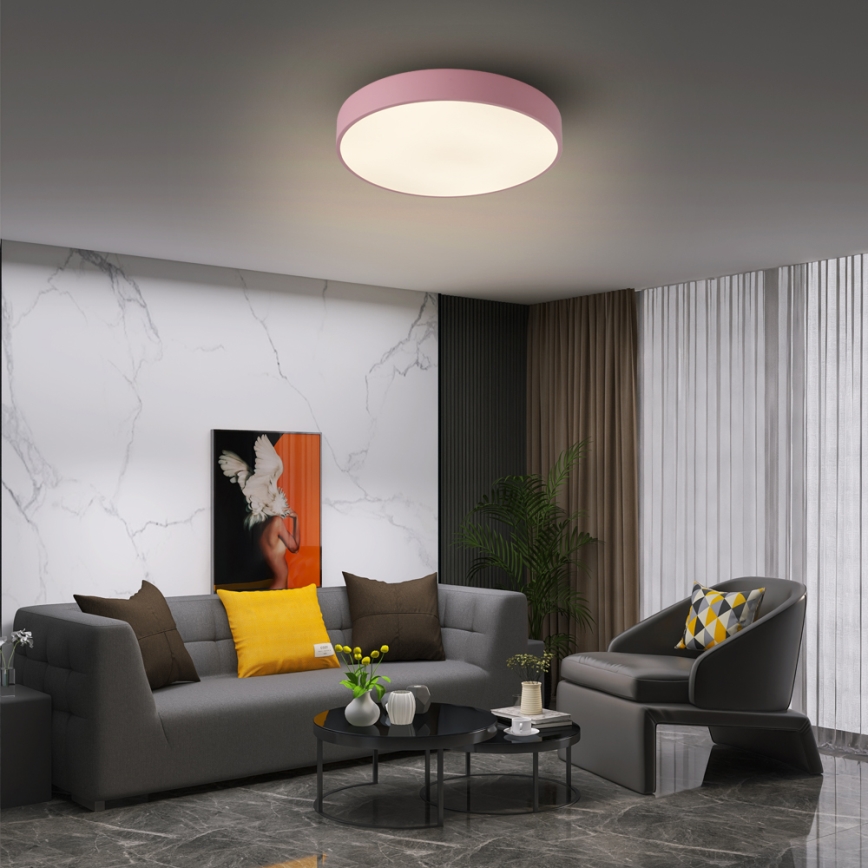 Brilagi - Lámpara de techo LED regulable POOL LED, 36 W / 230 V, 3000-6000 K, diámetro 30 cm, rosa + control remoto