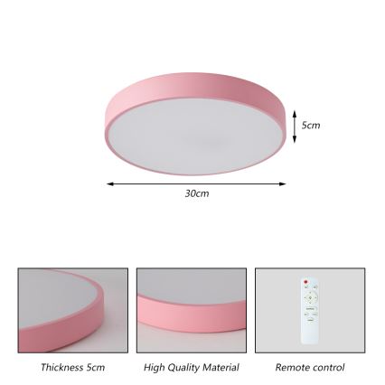 Brilagi - Lámpara de techo LED regulable POOL LED, 36 W / 230 V, 3000-6000 K, diámetro 30 cm, rosa + control remoto