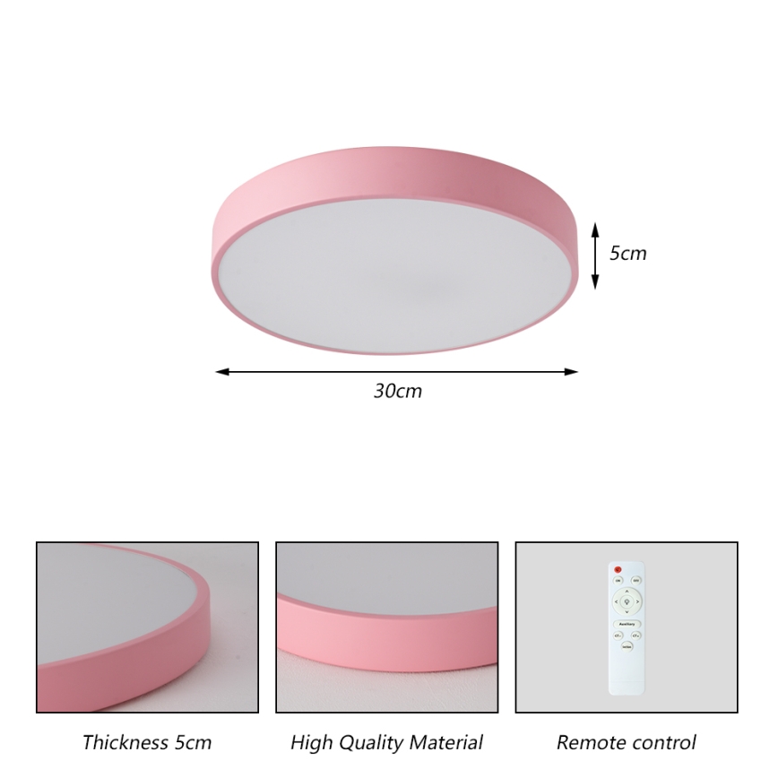 Brilagi - Lámpara de techo LED regulable POOL LED, 36 W / 230 V, 3000-6000 K, diámetro 30 cm, rosa + control remoto