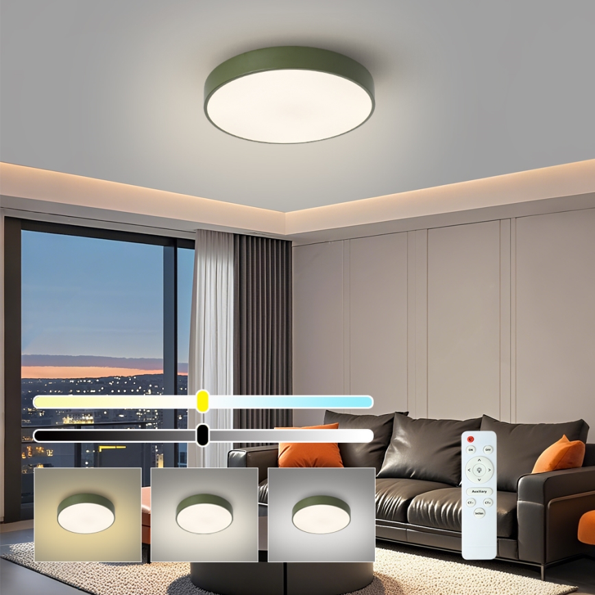 Brilagi - Luminaria de techo LED regulable POOL LED/36W/230V 3000-6000K Ø 30 cm verde + mando a distancia