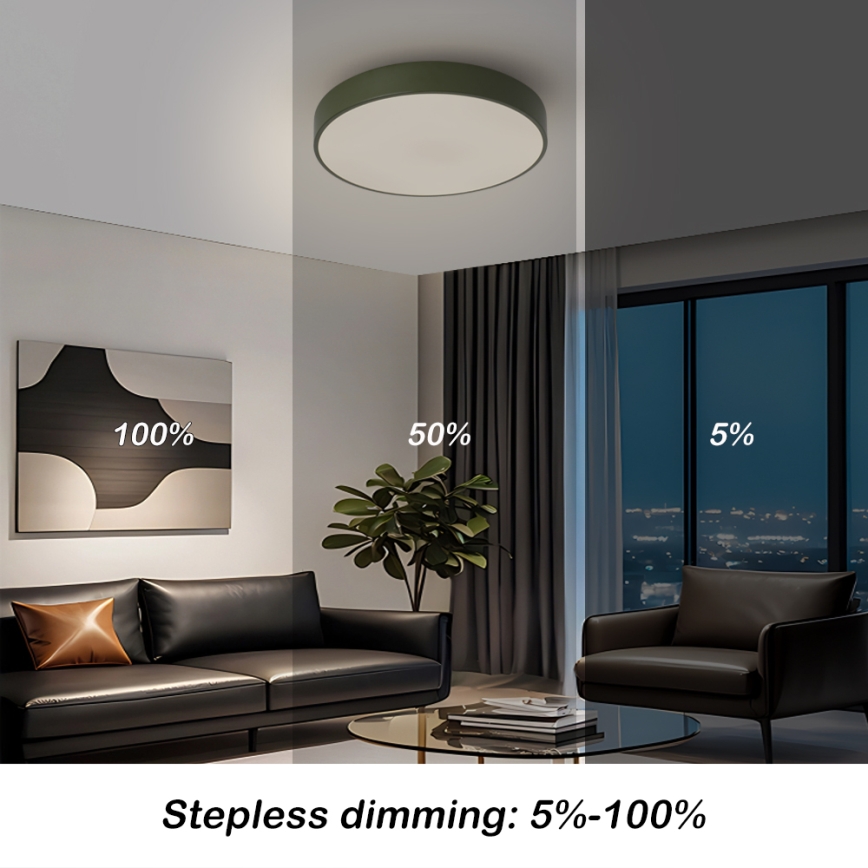 Brilagi - Luminaria de techo LED regulable POOL LED/36W/230V 3000-6000K Ø 30 cm verde + mando a distancia