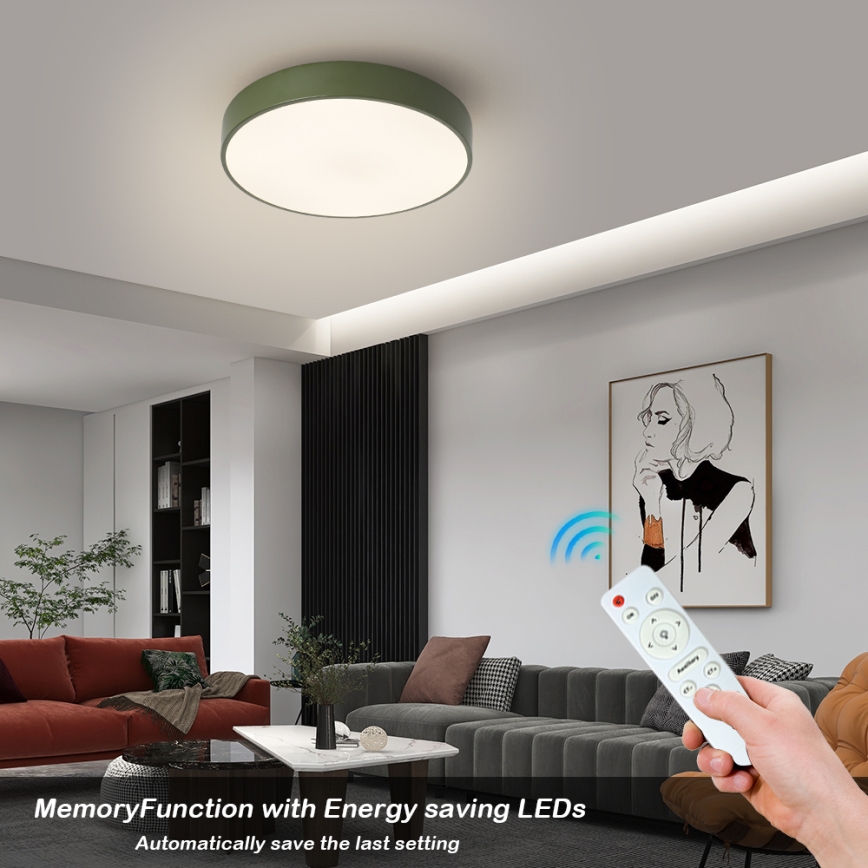 Brilagi - Luminaria de techo LED regulable POOL LED/36W/230V 3000-6000K Ø 30 cm verde + mando a distancia