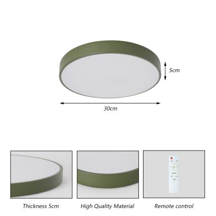 Brilagi - Luminaria de techo LED regulable POOL LED/36W/230V 3000-6000K Ø 30 cm verde + mando a distancia