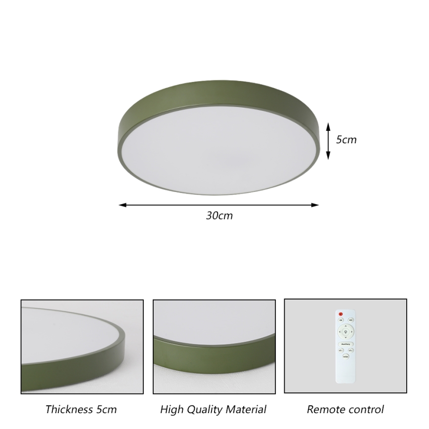 Brilagi - Luminaria de techo LED regulable POOL LED/36W/230V 3000-6000K Ø 30 cm verde + mando a distancia
