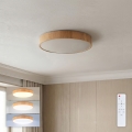 Brilagi - Luminaria de techo LED regulable POOL LED/36W/230V 3000–6000K Ø30 cm acabado en madera + mando a distancia
