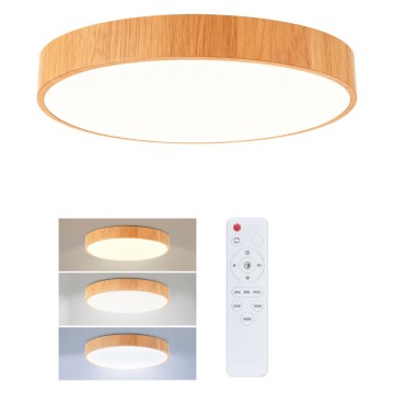 Brilagi - Luminaria de techo LED regulable POOL LED/36W/230V 3000–6000K Ø30 cm acabado en madera + mando a distancia