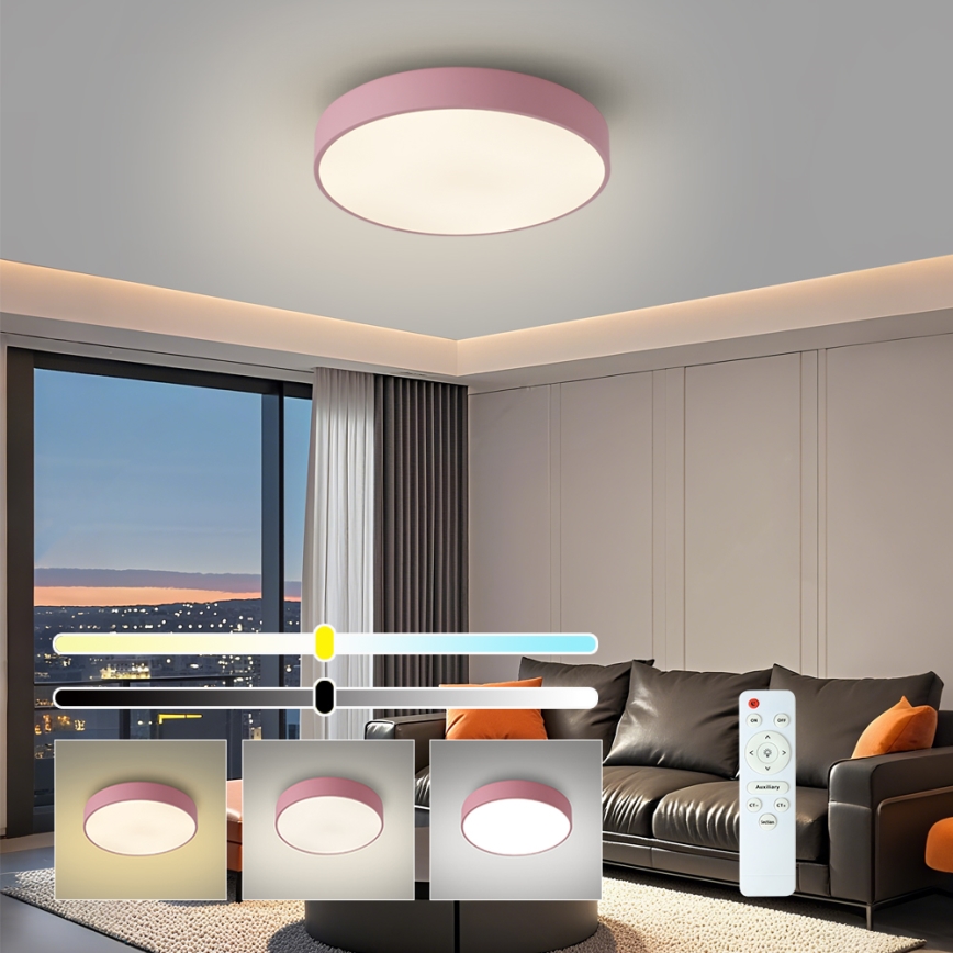 Brilagi - Lámpara de techo LED regulable POOL LED/48W/230V 3000-6000K Ø 40 cm rosa + mando a distancia