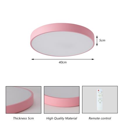 Brilagi - Lámpara de techo LED regulable POOL LED/48W/230V 3000-6000K Ø 40 cm rosa + mando a distancia