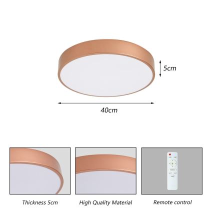 BRILAGI - Lámpara de techo LED regulable POOL LED/48W/230V 3000-6000K Ø 40 cm bronce + control remoto