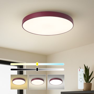 Brilagi - Luminaria de techo LED regulable POOL LED/60W/230V 3000-6000K, diámetro 50 cm, color burdeos + mando a distancia