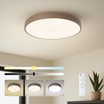 Brilagi - Luminaria de techo LED regulable POOL LED/60W/230V 3000-6000K Ø 50 cm marrón + mando a distancia