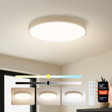 Brilagi - Luminaria de techo LED regulable POOL SMART LED/60W/230V 3000-6000K diámetro 50 cm Wi-Fi Tuya beige + mando a distancia