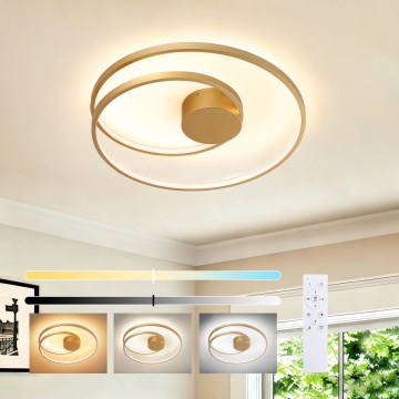 Brilagi - Luminaria de techo LED regulable TWISTER LED/48W/230V 3000–6000K diámetro 50 cm dorada + mando a distancia
