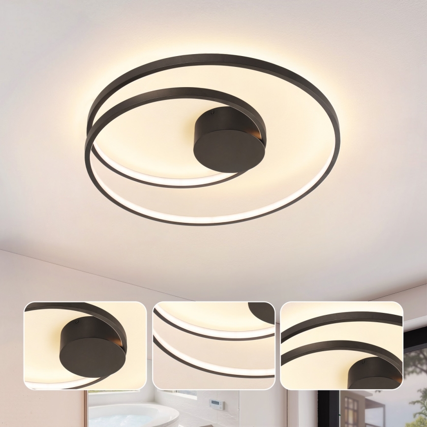 Brilagi - Lámpara de techo LED regulable TWISTER LED/48W/230V 3000-6000K diámetro 50 cm negra + mando a distancia