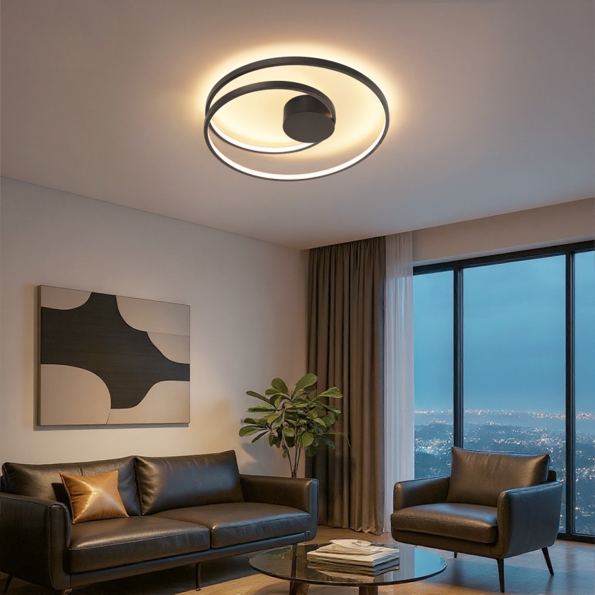 Brilagi - Lámpara de techo LED regulable TWISTER LED/48W/230V 3000-6000K diámetro 50 cm negra + mando a distancia
