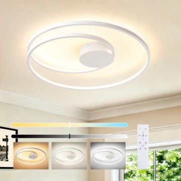 Brilagi - Luminaria de techo LED regulable TWISTER LED/75W/230V 3000-6000K diámetro 70 cm blanco + mando a distancia