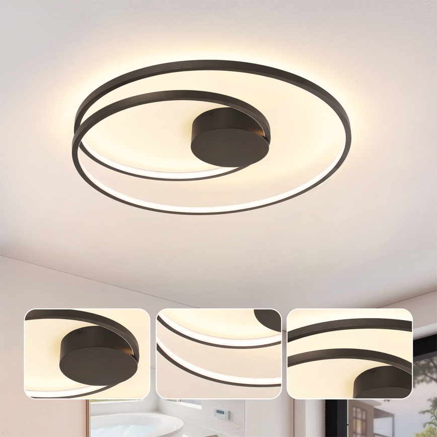 Brilagi - Luminaria LED de techo regulable TWISTER LED/75W/230V 3000-6000K Ø 70 cm negra + mando a distancia