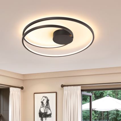 Brilagi - Luminaria LED de techo regulable TWISTER LED/75W/230V 3000-6000K Ø 70 cm negra + mando a distancia