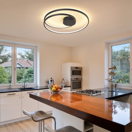 Brilagi - Luminaria LED de techo regulable TWISTER LED/75W/230V 3000-6000K Ø 70 cm negra + mando a distancia