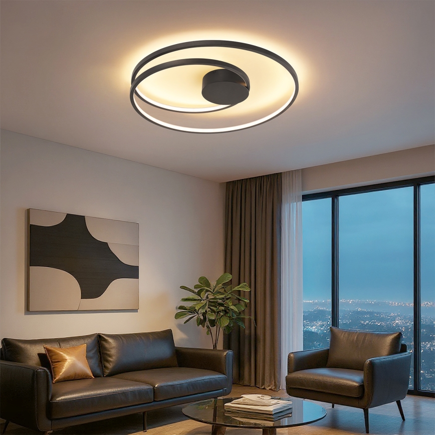 Brilagi - Luminaria LED de techo regulable TWISTER LED/75W/230V 3000-6000K Ø 70 cm negra + mando a distancia