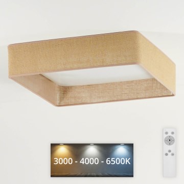 Brilagi - Luminaria de techo LED regulable VELVET SQUARE LED/24W/230V 43x43 cm 3000/4000/6500K + control remoto marrón