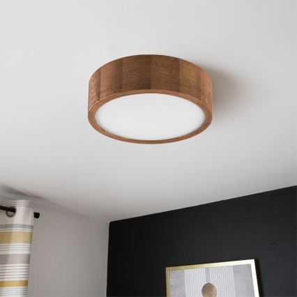 Brilagi - Luminaria de techo LED RGBW regulable CARVALHO 1xE27/9W/230V 2700-6500K Wi-Fi roble, diámetro 27,5 cm