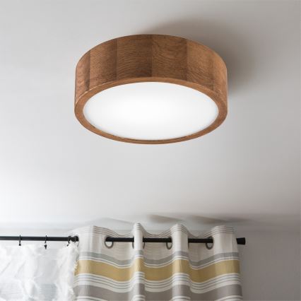 Brilagi - Luminaria de techo LED RGBW regulable CARVALHO 1xE27/9W/230V 2700-6500K Wi-Fi roble, diámetro 27,5 cm