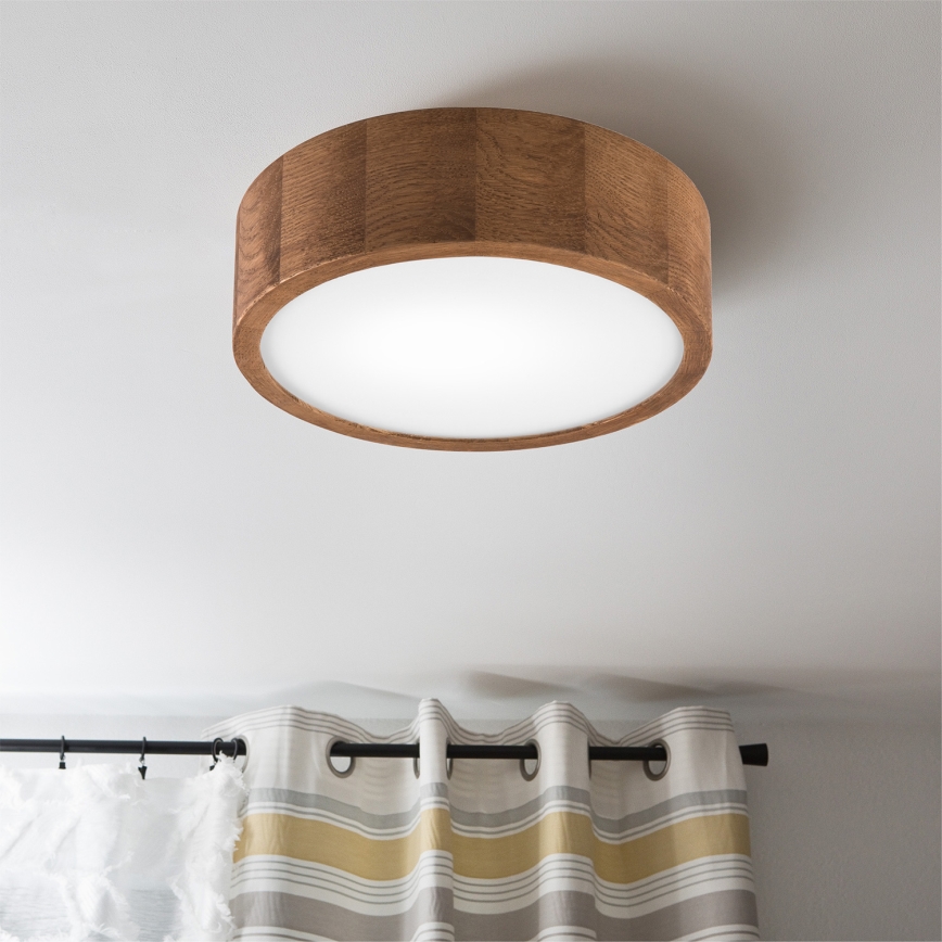 Brilagi - Luminaria de techo LED RGBW regulable CARVALHO 1xE27/9W/230V 2700-6500K Wi-Fi roble, diámetro 27,5 cm