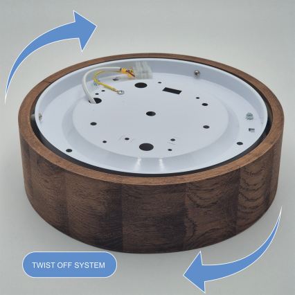Brilagi - Luminaria de techo LED RGBW regulable CARVALHO 1xE27/9W/230V 2700-6500K Wi-Fi roble, diámetro 27,5 cm