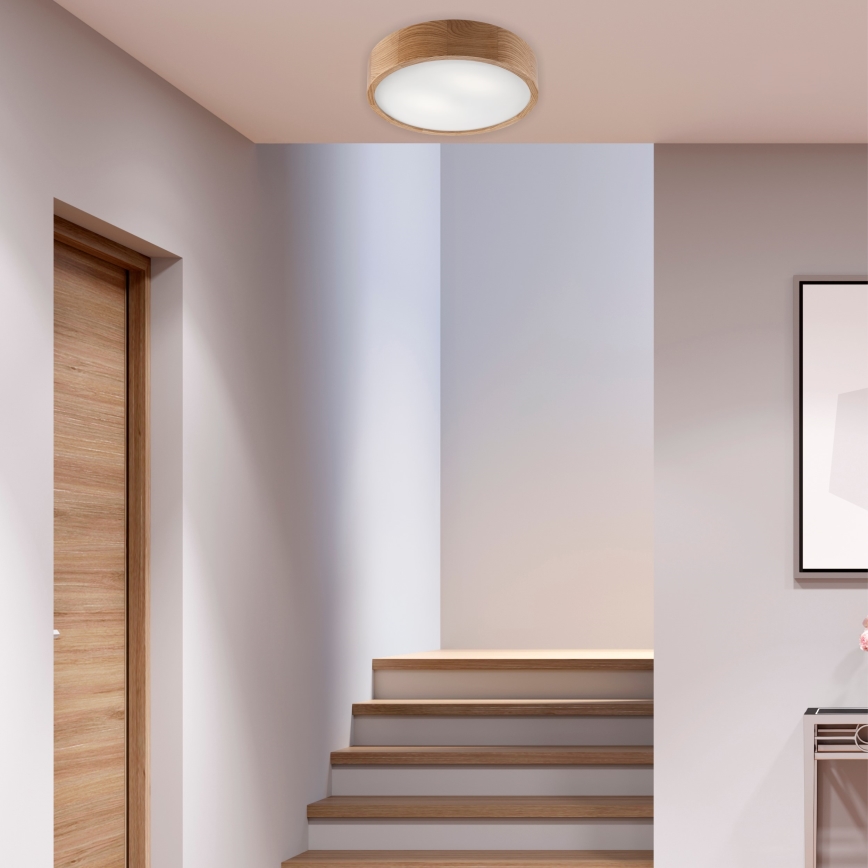 Brilagi - Luminaria de techo LED RGBW regulable CARVALHO 2xE27/9W/230V 2700-6500K Wi-Fi roble Ø 37,5 cm