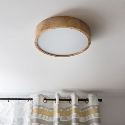 Brilagi - Luminaria de techo LED RGBW regulable CARVALHO 2xE27/9W/230V 2700-6500K Wi-Fi roble Ø 37,5 cm