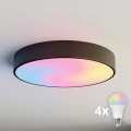 Brilagi - Luminaria de techo LED RGBW regulable CLARE 4xE27/9W/230V 2700-6500K Ø 50 cm Wi-Fi negra