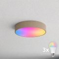 Brilagi - Luminaria de techo LED RGBW regulable para baño CLARE 3xE27/9W/230V 2700-6500K diámetro 40 cm IP54 Wi-Fi beige