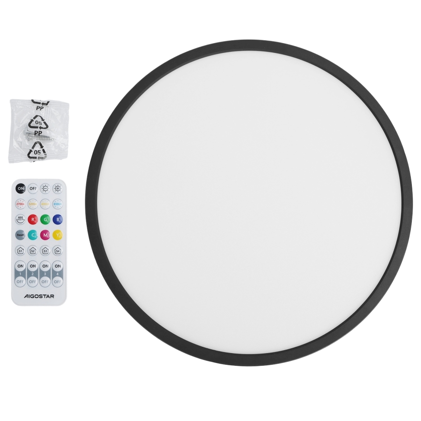 Brilagi - Plafón LED RGBW regulable VIBE LED/36W/230V 3000-6500K Ø 40 cm negro + mando a distancia