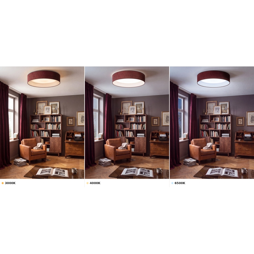 Brilagi - Luminaria de techo LED VELVET VARI LED/24W/230V 3000/4000/6500K diámetro 45 cm burdeos