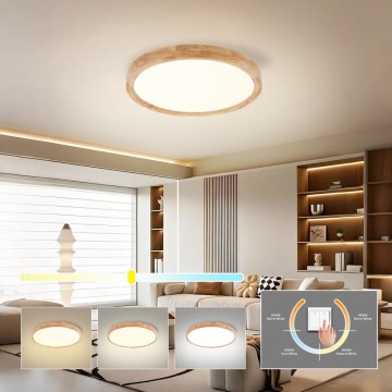 Brilagi - Luminaria de techo LED WOODROUND LED/30W/230V 3000/4000/6000K, Ø 40 cm, madera, IRC 90