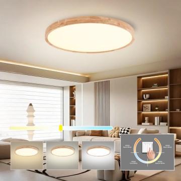 Brilagi - Luminaria de techo LED WOODROUND LED/40W/230V 3000/4000/6000K Ø 60 cm de madera IRC 90