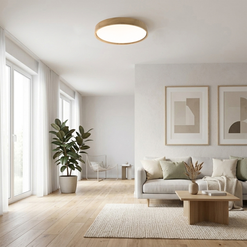BRILAGI - Luminaria de techo MANAROLA PLAIN LED/36W/230V 3000K Ø 48 cm roble